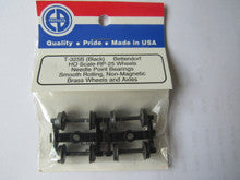 EB Products H.O. Scale T-325B (Black) Bettendorf RP-25 Wheels Needle Point Bearings Smooth Rolling, Non-Magnetic Brass Wheels and Axles