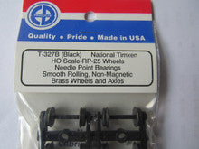 EB Products T-327B (Black) National Timken RP-25 Wheels Needle Point Bearings Smooth Rolling, Non-Magnetic Brass Wheels and Axles