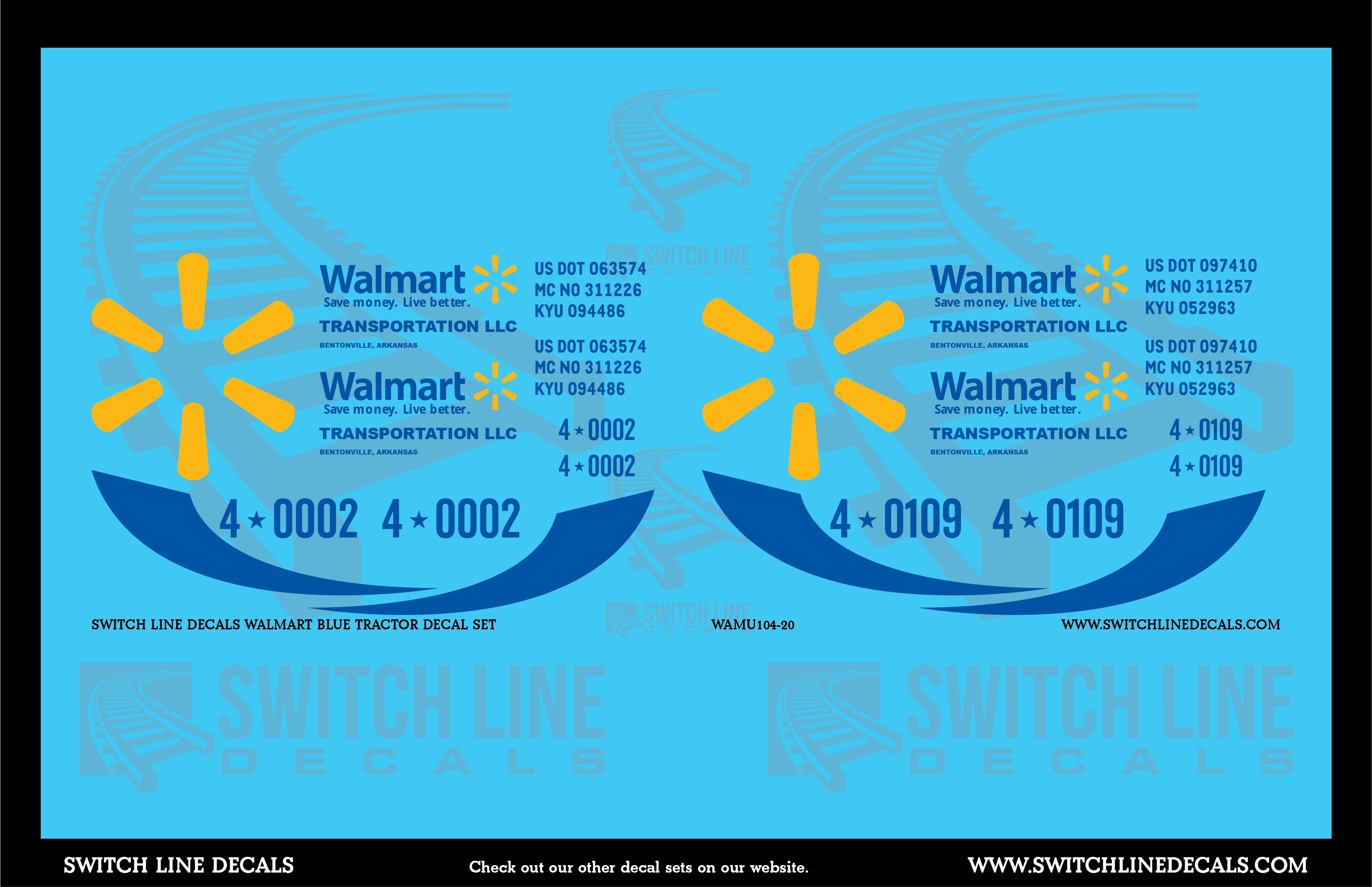 1:20 Scale Walmart Blue Tractor Decal Set – A&S Trains
