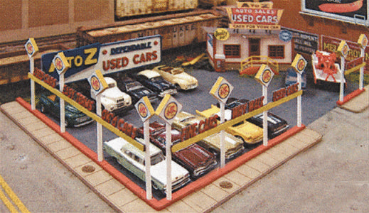 Blair Line H.O. Scale 197 A-to-Z Used Car Lot -- Kit - 3-13/16 x 2-7/16" 9.7 x 6.1cm