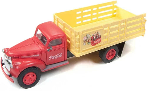 Mini Metals H.O. Scale 30510 1941-1946 Chevrolet Stakebed Delivery Truck Coca-Cola Yellow Red Silver Assembled