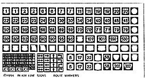 Blair Line H.O. Scale 108 Highway Signs -- US Highway Route Markers 1950s-Present (black, white)