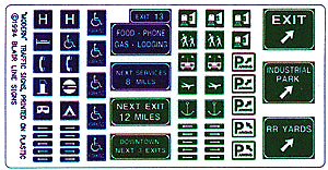 Blair Line H.O. Scale 146 Highway Signs -- Freeway & "Symbol" 1971-Present (blue, green & white)