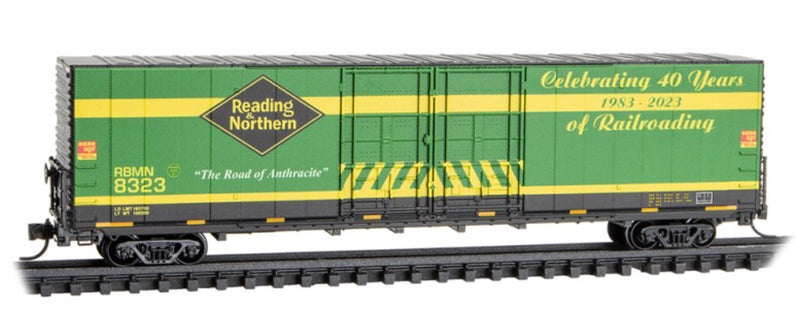 Micro-Trains N Scale Reading Blue Mountain & Northern 60 ft Boxcar 102 00 223 Gunderson, Hi-Cube 8323