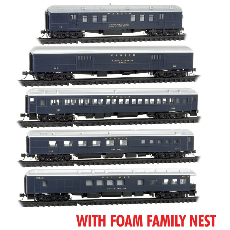 Micro-Trains N Scale Wabash Cannonball 5-pk 993 02 211 FAMILY FOAM