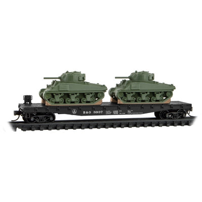 Micro-Trains N Scale B&O Flat w/tanks 3-pk 993 02 218 FAMILY FOAM