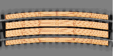 Blair LIne O Scale 216  Laser-cut 3-rail 2-lane curved Wood Grade Crossing 72" dia., fits 68"-76" dia.