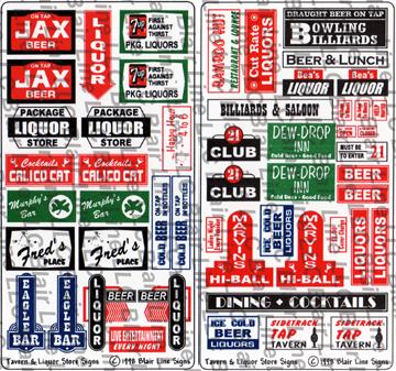 Blair Line O Scale 259 Tavern and Liquor Store Signs