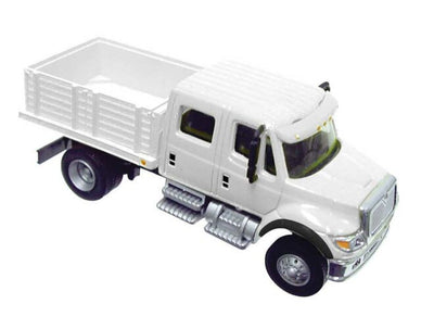 Walthers SceneMasters H.O. Scale  International  7600 2-Axle Crew Cab Truck with Solid Stake Bed   White 949-11880
