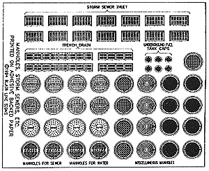 Blair Line H.O. Scale 162 Manhole Covers & Storm Drains -- Printed on Adhesive Backed Paper