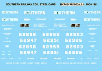 Microscale Decals HO Scale MC-4196 Southern Railway Coil Steel Car (1974-1985)