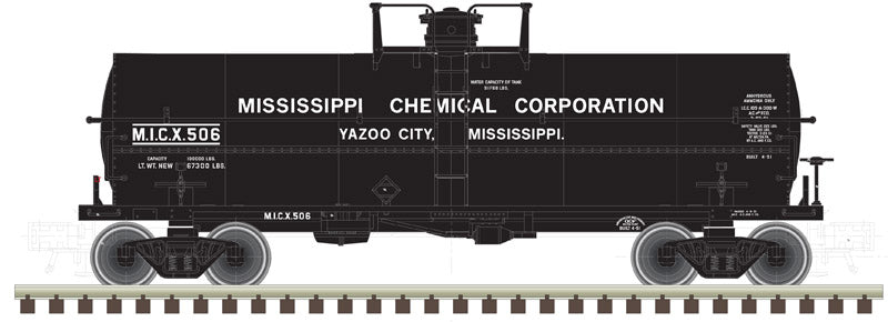 Atlas Trainman H.O. Scale 20 005 487 Mississippi Chemical (MICX) 11,000 Gallon Tank Car 506