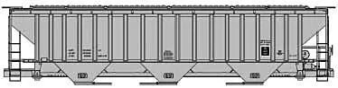Accurail H.O. Scale 6596 Pullman-Standard 4750 3-Bay Covered Hopper - Kit -- Data Only (light gray)