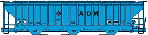 Accurail H.O. Scale Pullman-Standard 4750 3-Bay Covered Hopper - Kit -- Archer-Daniels-Midland PLCX 