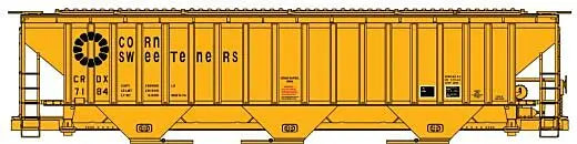 Accurail H.O. Scale 81271-2 Pullman-Standard 3-Bay Covered Hopper - Kit -- Corn Sweeteners CRDX 7184 (yellow, black)