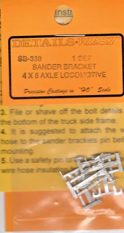 Details West H.O. Scale SB-330 Sander Bracket 4x6 Axle Locomotive-1 Set