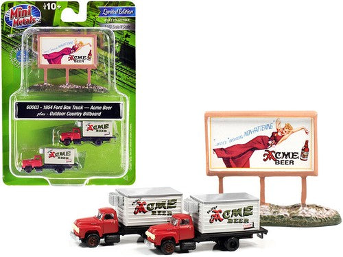 Mini Metals H.O. Scale 60003 1954 Ford Box Truck-Acme Beer plus- Outdoor Country Billboard