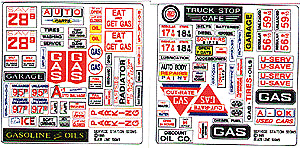 Blair Line H.O. Scale 153 Storefront & Advertising Signs -- Service Station/Automotive