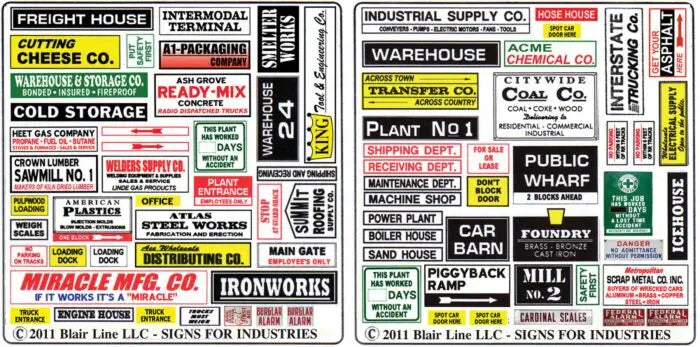 Blair Line H.O. Scale 155 Storefront & Advertising Signs -- Industrial & Manufacturing