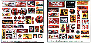 Blair Line H.O. Scale 160 Storefront & Advertising Signs -- Porcelain Advertising Set 