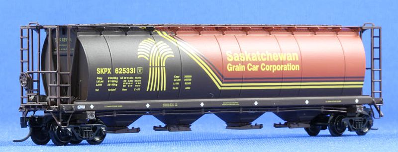 Saskatchewan Grain Car N Scale 397075- 4-Bay, Cylindrical HS 4550  Covered Hopper
