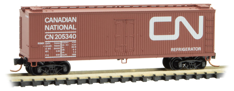 N Scale - Micro-Trains - 047 00 160 - Reefer, 40 Foot, Wood Sheathed - Canadian National - 205340