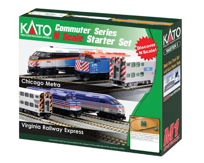 KATO N Scale Chicago Metra 106-0031 MP36PH and Gallery Bi-Level Commuter Series Starter Set