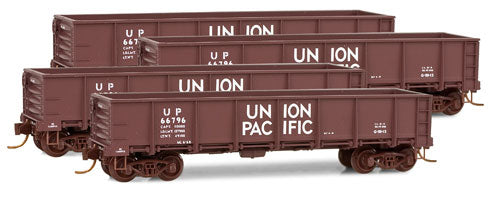 Union Pacific 40 Foot, Steel, Drop Bottom Gondola - 4-Pack - Runner Pack -