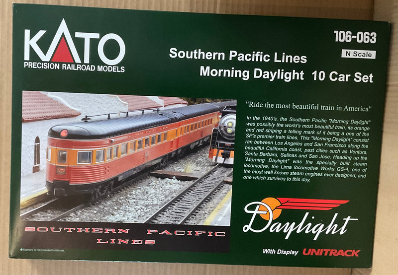 N Scale - Kato USA - 106-063 - SP Morning Daylight 10 Car Set - Southern Pacific - 10-Pack