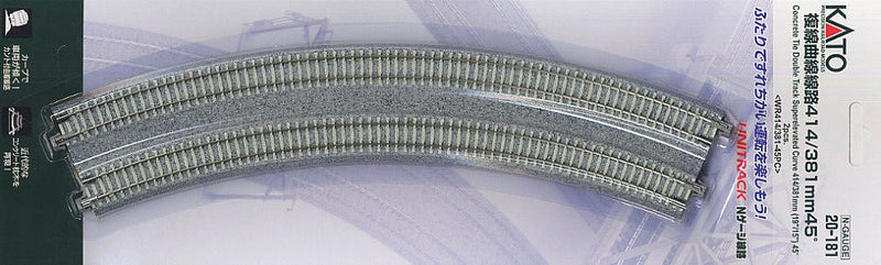 Kato N Scale Track, Curved, Double 20-181 414mm/381mm (16 3/8" - 15") Radius