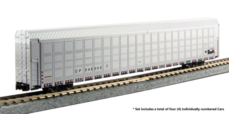 N Scale - Kato USA - 106-5504 - Autorack, Enclosed, Aluminum - Canadian Pacific - 4 pack - 546006, 546174, 546211, 546244