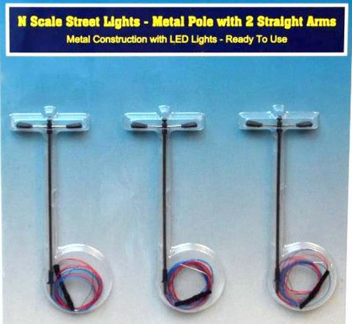 Rock Island Hobby N Scale Street Lights 2 Elbow Angled Arms RIH013102