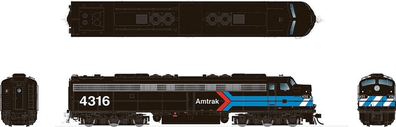 Rapido HO HO EMD E8A (DC/DCC/Sound): Amtrak - Early Black Scheme: 