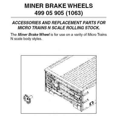 Micro-Trains N Scale 499 05 905 (1063) Miner Brake Wheels 12 ea