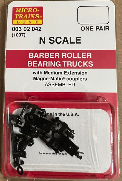 Micro-Trains N Scale 003 02 041 Barber Roller Bearing Trucks w/ med. ext. couplers 1 pr. (1037)
