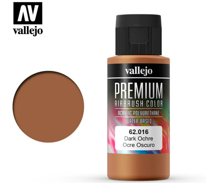 Vallejo Premium Airbrush Color Acrylic Polyurethane 63.016 Dark Ochre 200ml