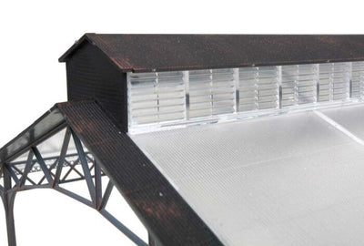 Walthers Cornerstone H.O. Scale Train shed with clear roof building kit 933-2984
