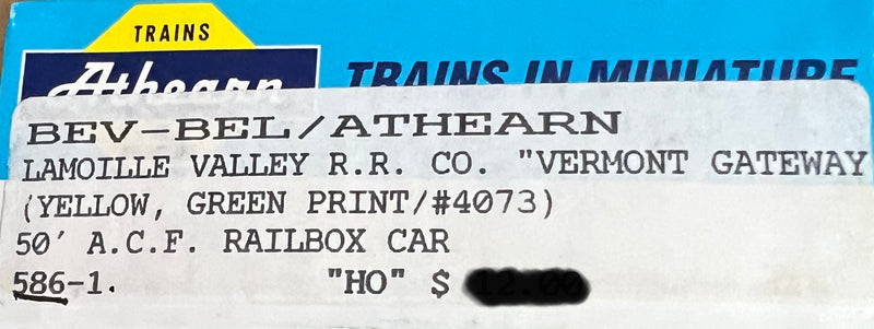 Athearn Blue Box H.O. Scale Lamoille Valley R.R. Co. 50’ A.C.F. Railbox car 