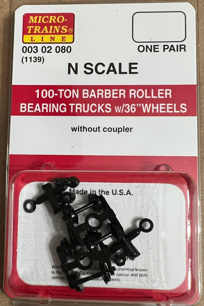Micro-Trains N Scale 003 02 080 (1139) 100-Ton Barber Roller Bearing Trk (1pr)