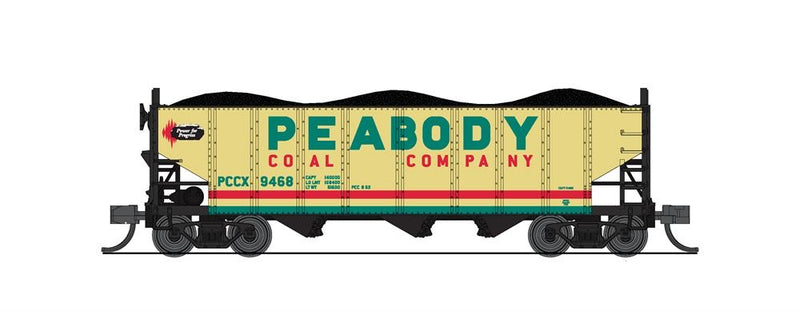 N Scale 3-bay hopper car, 2 pack A Peabody Coal