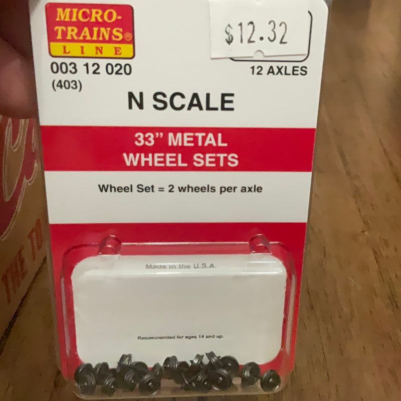 Micro Trains 33” Metal Wheel Sets