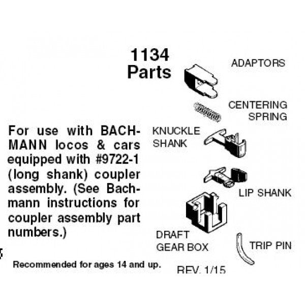 Micro-Trains N Scale 001 33 031 (1134) Bachmann Long Shank Coupler Conversion 2 pr