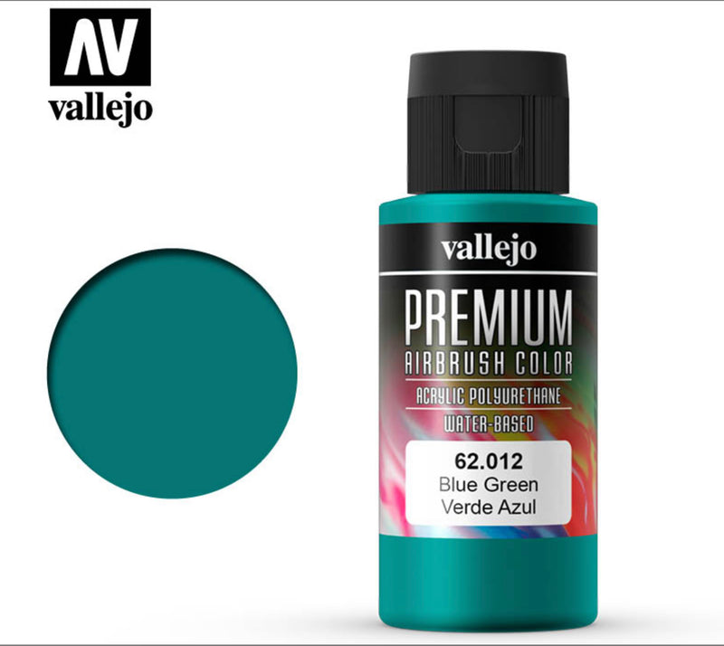 Vallejo Premium Airbrush Color Acrylic Polyurethane 63.012 Blue Green 200ml