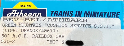Atheran Blue Box H.O.Scale 581- Green Mountain S.S.I. 50’ A.C.F. Railbox Car #0677