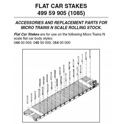 Micro-Trains N Scale 499 59 905 (1085) Stakes Flat Car 4 sets