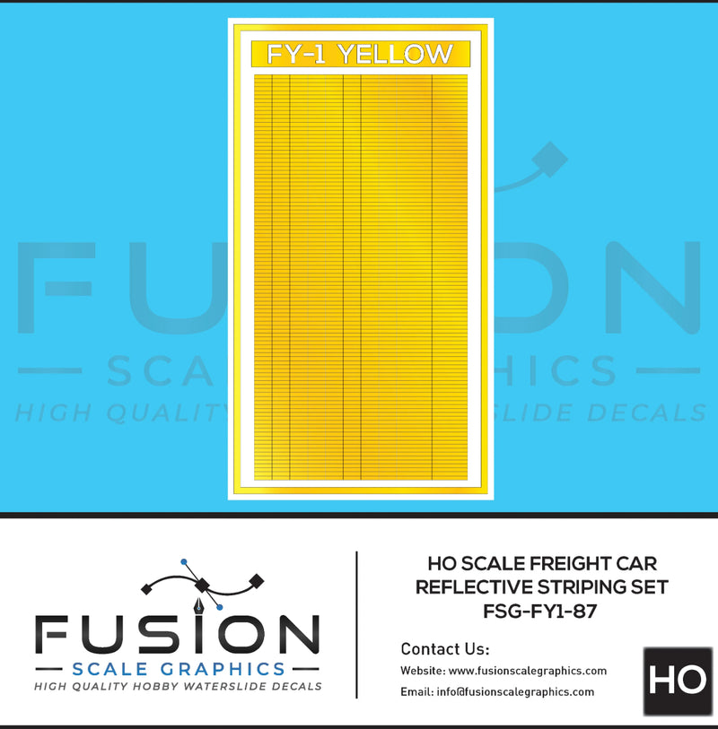 H.O. Scale Railroad Freight Car Yellow Reflective Markings Set
