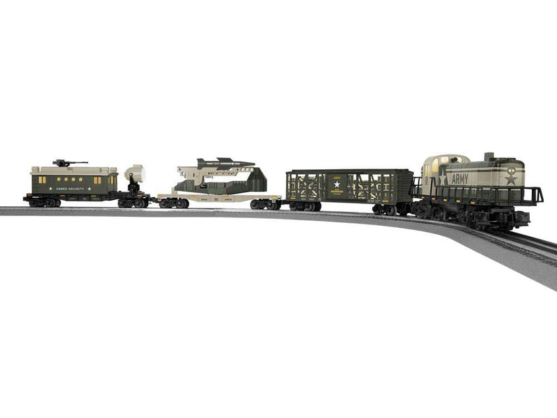 Lionel - O Scale -Army Freight Train Set - 3-Rail - LionChief Sound & Control -- Alco RS3, 3 Cars, FastTrack Oval, Power Pack, Remote Controller